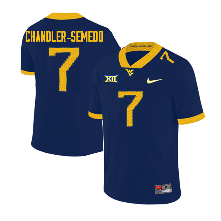 NCAA Men's Josh Chandler-Semedo West Virginia Mountaineers Navy #7 Nike Stitched Football College Authentic Jersey BE23R37OD